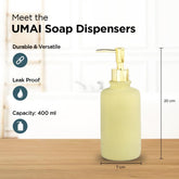 UMAI Liquid Soap Dispenser | Stoneware | Bathroom Sanitizer, Lotion, Shampoo Dispenser | Ceramic Handwash Bottle for Kitchen | Soap Dispenser for Wash Basin | Bathroom Accessories (Pack of 3)